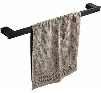 Produktbild von Handtuchhalter Edelstahl 60cm, Matte Schwarze Handtuchstange SUS304, Wandmontage mit Schrauben für Bad Küche