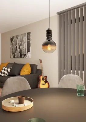Produktbild von EGLO Pendelleuchte Esstisch Yorth, Hängelampe für Wohnzimmer und Esszimmer, Esszimmerlampe aus Metall in Nickel-Nero und schwarz, Lampe, E27