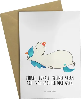 Produktbild von Mr. & Mrs. Panda Grußkarte Einhorn Schnuller - Weiß - Geschenk, Mutter, Klappkarte, einladungskarten, Geburtstag, Mama, Grußkarten, dankeskarten, Unicorn, Geburt