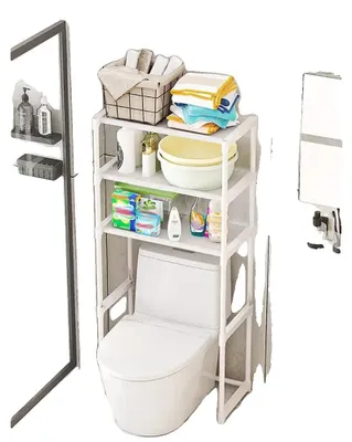Image de Organisateur de rangement pour salle de bain, conception à 3 niveaux, solution peu encombrante, BLANC