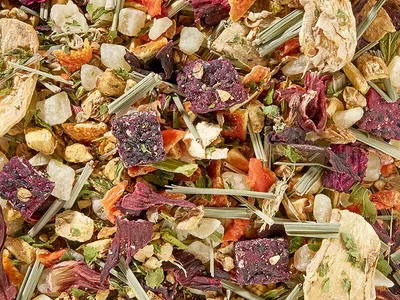 Produktbild von Kräuterteemischung Ingwer-Drachenfrucht-Himbeere Ingwer-Drachenfrucht Himbeer-Note aromatisiert