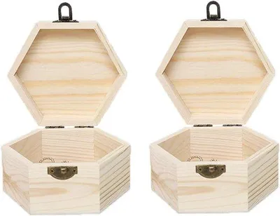 Image de Petite boîte en bois avec couvercle, non finie – Mini boîte à bijoux