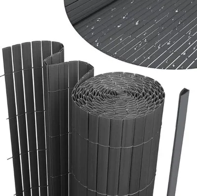Produktbild von Famanu Balkonschirm PVC Wetterfest - Grau 90x400cm