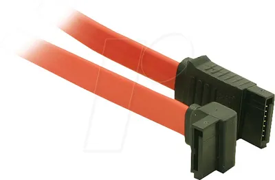 Produktbild von SATA-Kabel, 2x SATA-Stecker (1x 90°) 0,5m