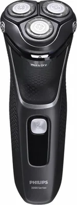 Produktbild von Philips Shaver 3000 Series S3343/13 Elektrischer Nass- und Trockenrasierer, Rotationstrasierer, Schwarz, Chrom, PowerCut blade system, For best results, replace shaving heads every 24 months. Use SH30 replacement heads, sold..., 2 Jahr(e), Akku