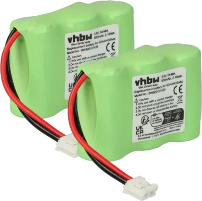 Produktbild von vhbw 2x Akku kompatibel mit Audioline FF888, FF988 schnurlos Festnetz Telefon (600 mAh, 3,6 V, NiMH) Grün