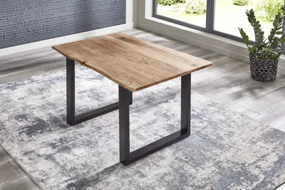 Produktbild von Esstisch Baumkante massiv Akazie Natur 120 x 80 schwarz BILLY