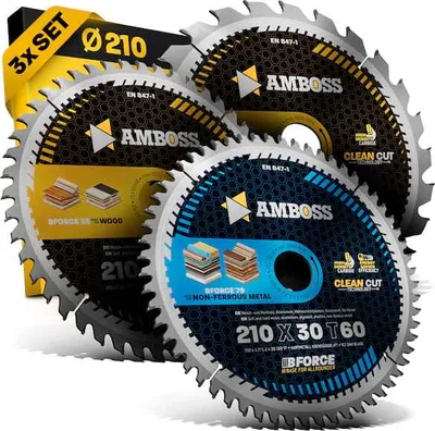 Produktbild von Amboss Ø210 Hand- Kreissägeblatt Set passend für Makita 5008 MG, Festool TS75EBQ