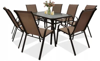 Zdjęcie produktu dla Zestaw mebli ogrodowych balkon taras stół m.Trio 150x80 +8x krzesła Minorka brąz