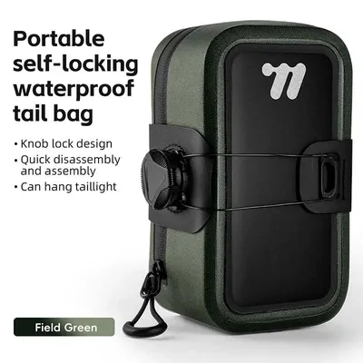 Immagine prodotto di Borsa sottosella per bicicletta - 0,5 litri - PVC - Impermeabile - 14 x 8 x 5,5 cm - Chiusura a rotella - Verde militare