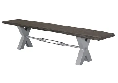 Image de MASSIVMOEBEL24 | Banc 180x38 Acacia laqué Gris taupe IRON LABEL #141