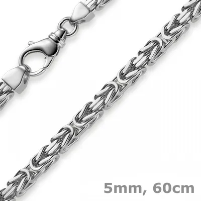 Produktbild von 5mm Königskette Kette Halskette aus 750 Gold Weißgold, 60cm, Herren