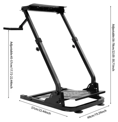 Image de Support pliable pour volant - Noir - Capacité de charge : 20 kg - Réglable de 56 à 78 cm - Métal
