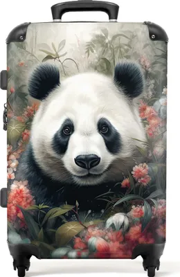 Obrázek produktu pro NoBoringSuitcases.com® Velký kufr - Panda - Wildlife - Flowers - Nature - Combination Lock TSA - Hard Shell Trolley 4 Wheels - 72 litrů - Cestovní kufr - 66 cmKufr Medium 67x43x25 cm, 72L,