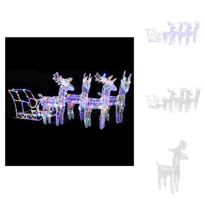Immagine prodotto di vidaXL decorazione natalizia renna e slitta 280x28x55 cm acrilico - luci natalizie