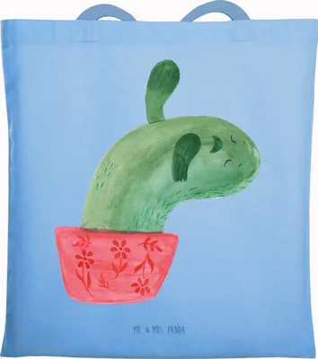 Produktbild von Mr. & Mrs. Panda Tote Bag Kaktus Mama - Sky Blue - Geschenk, Shopping Tasche, Laptoptasche, Quote, Kakteen, Motivation, Büro, Jutetasche, Büchertasche, Ärger