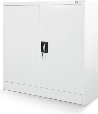Produktbild von Kleiner Aktenschrank C001B Büroschrank mit Flügeltüren Metallschrank Lagerschrank Pulverbeschichtet Stahlblech 92,5 x 90 x 40 cm Farbe: Weiß