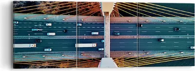 Produktbild von Bild auf Leinwand - Leinwandbild - 3 Teile - Brücke Siekierkowski Warschau - 90x30cm - Wand Bild - Wanddeko - Wandbilder - Leinwanddruck - Bilder - Wanddekoration - Leinwand bilder - CA90x30-4663