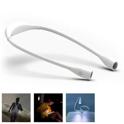 Produktbild von Nackenlampe & Buchlampe, Leselicht mit 3 Farben, biegsame Arme, ideal zum Lesen, Stricken, Häkeln & Nähen