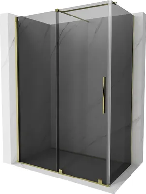 Image de Mexen Velar cabine de douche coulissante 140 x 70 cm, graphite, or - 871-140-070-41-50