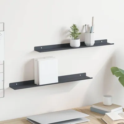 Productafbeelding van Maison Exclusive - Zwevende plank, 2 stuks, antraciet, 60 x 8,5 x 2,5 cm, staal