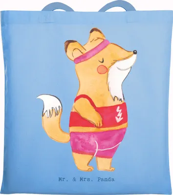 Produktbild von Mr. & Mrs. Panda Jutebeutel Sportlehrerin Herz - Sky Blue - Geschenk, Laptoptasche, Tasche, Shopping, dokumententasche, Tote Bag