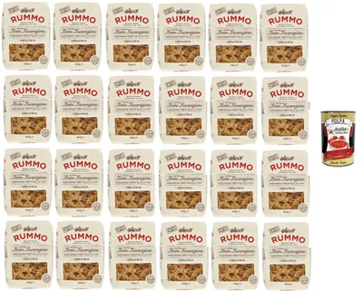 Produktbild von Rummo Farfalle N°85 24×500g – Bronze gezogen, Lenta Lavorazione, al dente & saucenhaftend, ideale Pasta für Pesto, Tomaten & Salate, Vorratspack Familie & Gastro + Italian Gourmet polpa