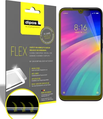 Produktbild von 2x Schutzfolie für Xiaomi Redmi 7 Folie, 100% Displayabdeckung, dipos Flex