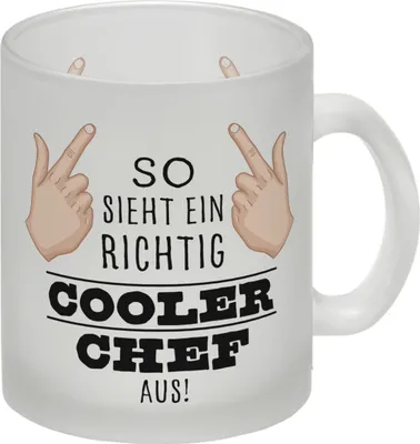 Produktbild von So sieht ein richtig cooler Chef aus Glas Tasse für die Arbeit