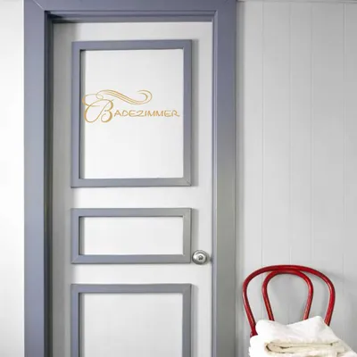 Produktbild von Wandtattoo - Wandaufkleber - Tür- Wandtattoo Badezimmer - 50cm x 16cm gold - Dekoration Küche Wohnzimmer Wand