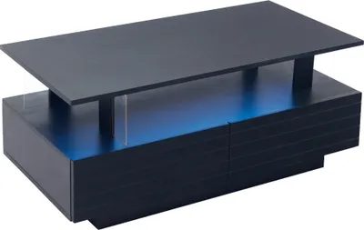 Produktbild von STILVORA Couchtisch LED-Beistelltisch mit Aufbewahrungsfunktion,Sofatisch mit Schublade&LED-Beleuchtung,mit Bluetooth-Handy-App-Steuerung,schwarz