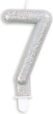 Produktbild von Glitzer Zahlenkerze in Silber 7