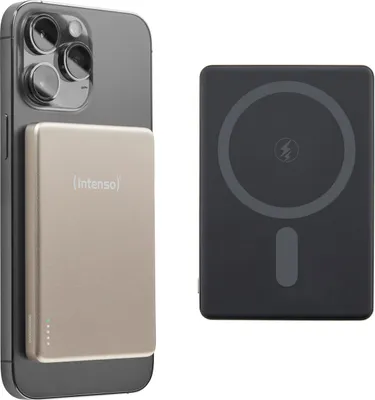 Produktbild von Intenso Powerbank MW5000 magnetische Fixierung MagSafe kompatibel PD 3.0 5000 mAh USB C champagner