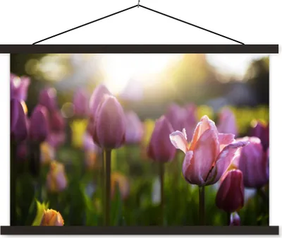 Produktbild von MuchoWow® Textilposter Tulpen - Farbe - Frühling 60x40 cm mit schwarzem Rahmen - Hölzernes