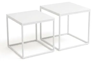 Obrázek produktu pro Sada 2 čtvercových konferenčních stolků různých velikostí, 50 x 50 x 50,5 cm - bílý