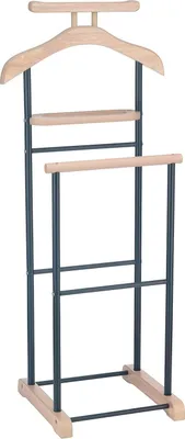 Produktbild von Herrendiener MEDINA, Schwarz/Eiche- Kleiderständer mit Hosenbügel und Sakkohalter, Stummer Diener mit Ablage für Schmuck oder Uhren, Kleiderablage Schlafzimmer, MDF/Metall