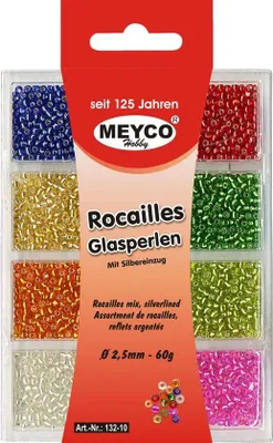 Image de Assortiment de perles de rocaille transparentes de 2,5 mm avec fil argenté