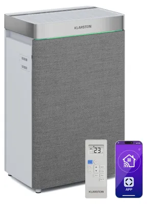 Image de Klarstein AireLux Purificateur d'Air – Filtration HEPA & Charbon Actif, CADR 400 m³/h, WiFi Intelligent, Silencieux, UV-C, Humidification 1000 ml/h, Réservoir 6,2L, Pour Pièces Jusqu'à 60 m²