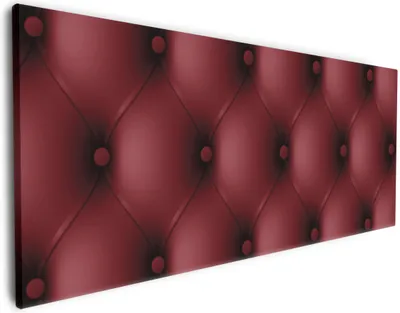 Produktbild von Wallario Premium Leinwandbild Rote Ledertür in Größe 60 x 150 cm