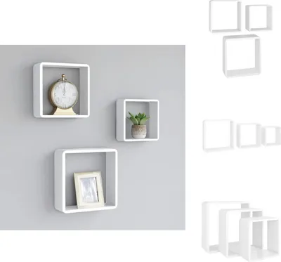 Image de vidaXL Étagères cubes 3 pcs. Blanc MDF - Étagères murales