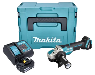 Image de Makita DGA 520 SM1JX1 Meuleuse d'angle sans fil 18 V 125 mm X-LOCK Brushless + 1x batterie 4,0 Ah + chargeur + Makpac