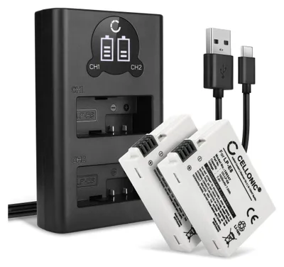 Produktbild von CELLONIC 2x Akku für Kamera Kompatibel mit Canon EOS 600D, EOS 550D, EOS 700D, LP-E8 - (1020mAh, 7.4V) + Dual Ladegerät