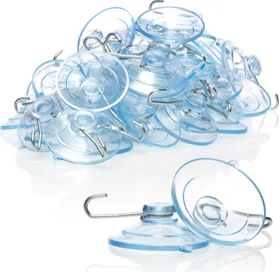 Produktbild von com-four® 40x Saugnapf - Universal Saugnapfhalter mit Metallhaken - Saugnäpfe zum Aufhängen von Lichterketten, Handtüchern, Dekorationen