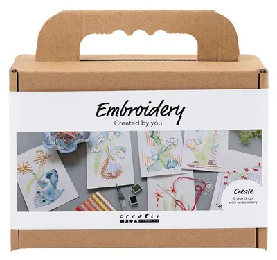 Produktbild von Creativ Company Mini-Hobby-Set Sticken, Gemälde mit Stickerei, verschiedene Farben, 1 Box