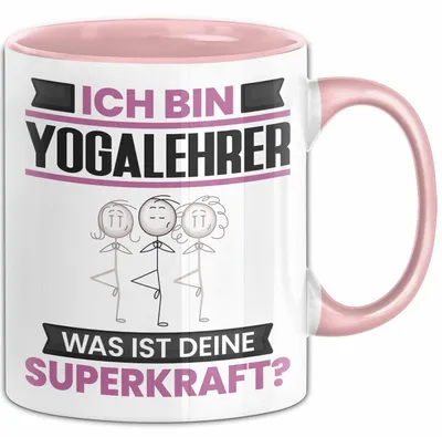 Produktbild von Yogalehrer Tasse Geschenk für Yogalehrer Geburtstag Lustiger Spruch Kaffee-Becher Was Ist Deine Superkraft (Rosa)