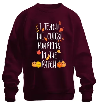 Productafbeelding van Ik geef les aan de schattigste pompoenen in de velden. Docent cadeau, herfst, uni sweatshirt, burgundy, maat M