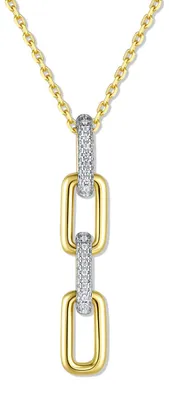 Produktbild von 9NB-1666 – Silberkette mit Anhänger – Gliederkette – Mit Zirkonia – Goldfarben – 925er Silber – 40+5 cm