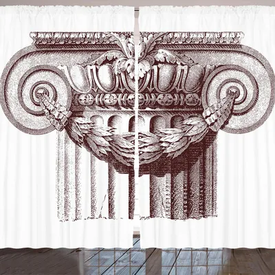 Produktbild von ARANDE Jahrgang Gardine, Klassische antike Spalte Römisches Reich-Architektur-Kultur-Druck, 280 x 175 cm, Burgunder und Weiß