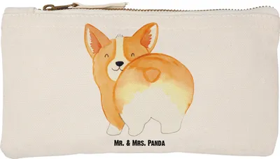 Produktbild von Mr. & Mrs. Panda Federtasche Corgi Po Größe S Klein - Weiß - Geschenk, Hund, Schminktäschchen, Baumwolltasche, Motivation, Sprüche, Mäppchen, Etui, pencil case, Spruch