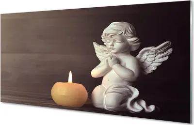 Produktbild von Glasbilder 140x70 Wandkunst Gebet Engel Kerze